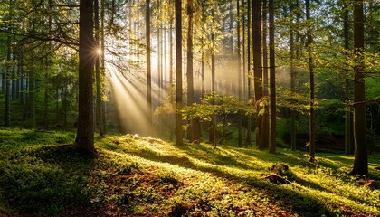 Sunlight Shines Through The Trees