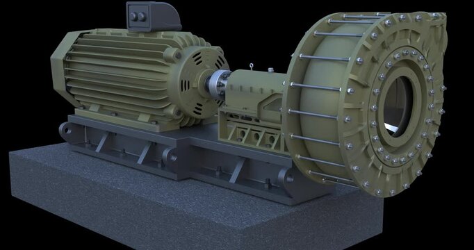 Electric Motor Driving Centrifugal Pump via Shaft Coupling