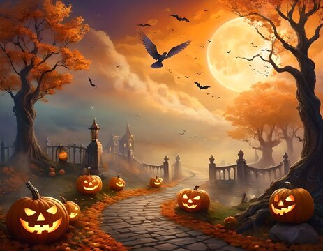 halloween background with pumpkins