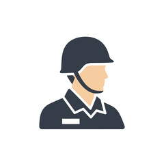 Icon of a soldier in profile view, wearing a helmet and uniform.