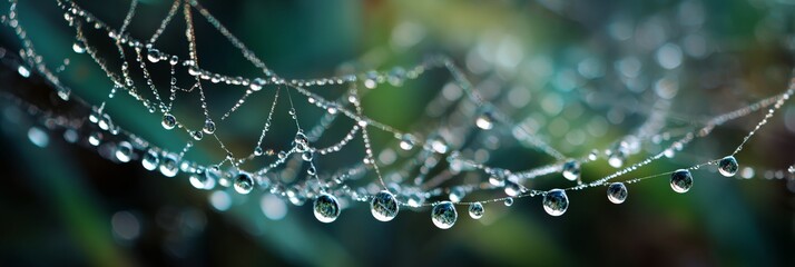 Spider web with water droplets on it.