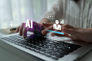 An AI chatbot for global customer service and communication. A concept of a smart assistant interacting with users worldwide to provide support. Motif