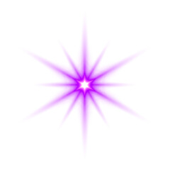 Glowing Purple Violet Starburst Light Effect with Transparent Background &ndash; Bright Radiant Sparkle Explosion, Abstract Neon Energy Flash, Digital Glow Illustration