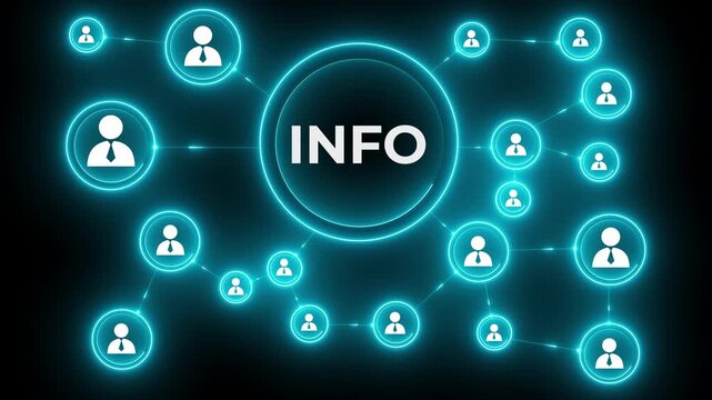 Business button info icon information sign. Glowing neon background, Motion graphics of "INFO" concept. 4k
