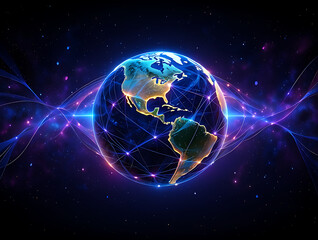 Obraz premium Globe with Network Connections in Space
