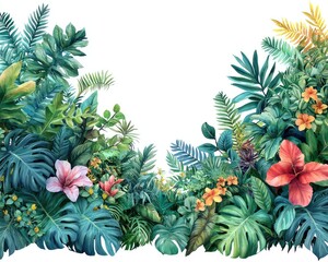 Lush tropical plants border