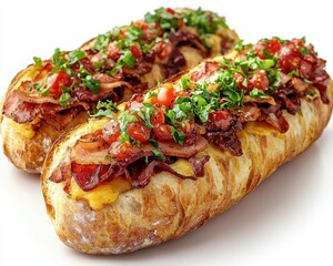 Two bacon and cheese sandwiches