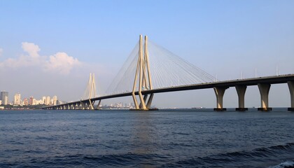 Obraz premium Modern cable-stayed bridge spanning a body of water