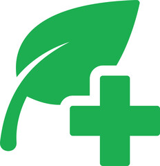 Obraz premium Green leaf medical logo vector illustration