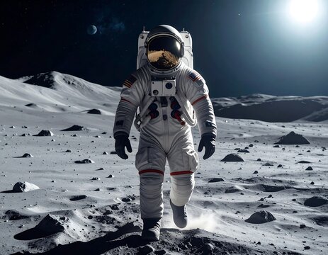 Astronaut walking on lunar surface