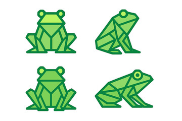 Naklejka premium Geometric Frogs in Bright Green