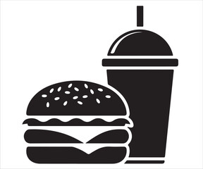 Burger and drink silhouette icon representing fast food meal