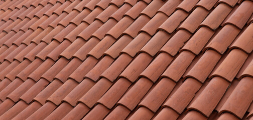 Terracotta clay roof tiles with curved profile