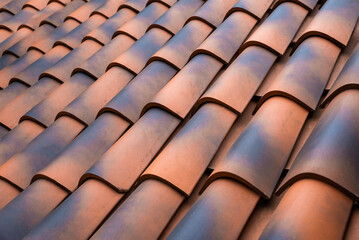 Terracotta clay roof tiles with barrel profile
