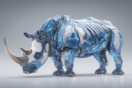 Futuristic robotic rhinoceros in digital art design showcasing advanced technology and innovation