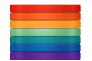 Colorful stacked bars with transparent background, isolated rainbow stripes