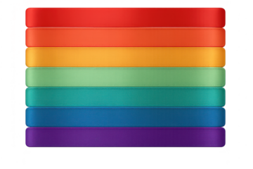 Colorful rainbow horizontal stripes isolated on a transparent background design