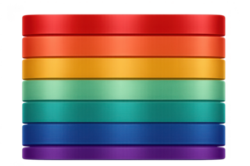 Colorful striped blocks stacked in a row on transparent background, design