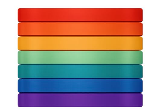 Colorful stacked bars with transparent background, isolated rainbow stripes