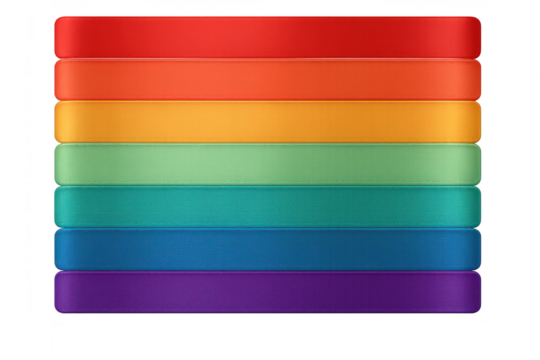 Colorful rainbow horizontal stripes isolated on a transparent background design