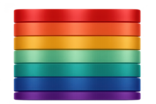 Colorful striped blocks stacked in a row on transparent background, design