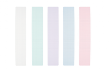 Set of five colorful bookmarks isolated on transparent background, for design