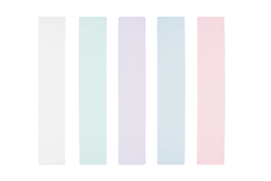 Set of five colorful bookmarks isolated on transparent background, for design