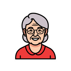 Smiling Senior Portrait: A heartwarming illustration captures a kind and smiling senior citizen with glasses, radiating warmth and wisdom.