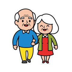 Golden Years: An elderly couple walking hand-in-hand, their smiles a testament to enduring love and partnership, embodying the joys of companionship and shared life experiences.