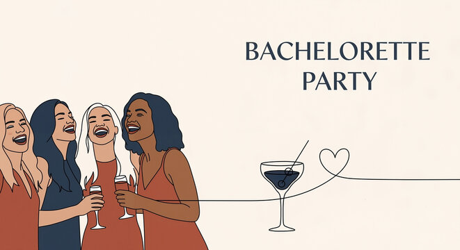 Group of women celebrating at bachelorette party with drinks  