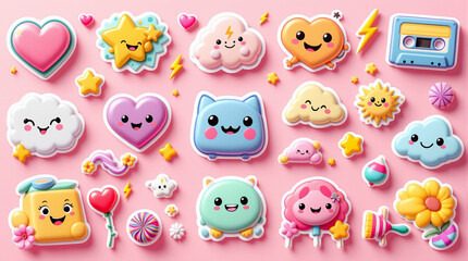 set of easter eggs with bunny