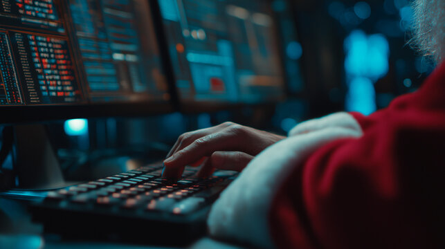 A close-up shot of an employee’s computer screen and  keyboard displays data charts and digital analytics, highlighting focus, productivity, and modern workplace technology.