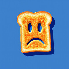 upset Toster bread on a blue background