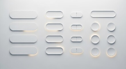 Neumorphic style ui elements isolated on white background