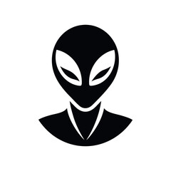 Alien Face Black Silhouette Vector Icon
