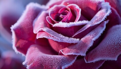 Frost Covered Dark Pink Rose Petals