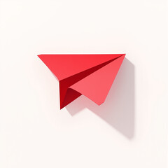 paper red plane on white background