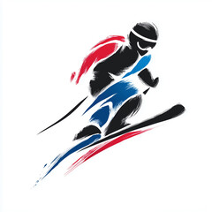 Obraz premium Creative minimalist design of a child ski jumper performing a thrilling jump