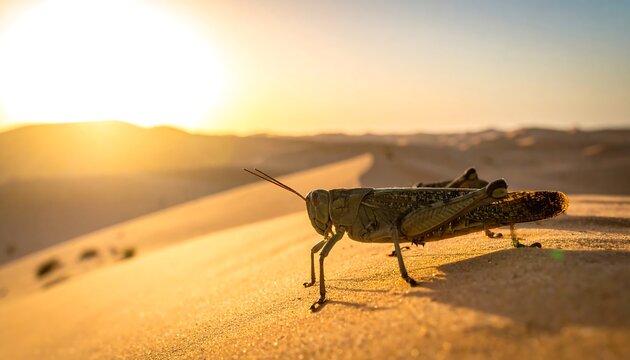 Grasshopper in desert sunset - Powered by Adobe