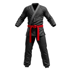 Black Martial Arts Gi with Red Belt - Brazilian Jiu-Jitsu & Judo Uniform