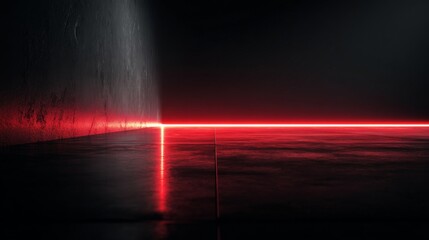 A modern and dynamic image is presented with a high-tech red background that includes bright neon lines and glowing grids