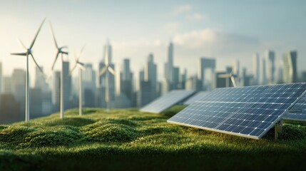 Fototapeta premium Green City: Sustainable Energy Solutions for Urban Landscapes