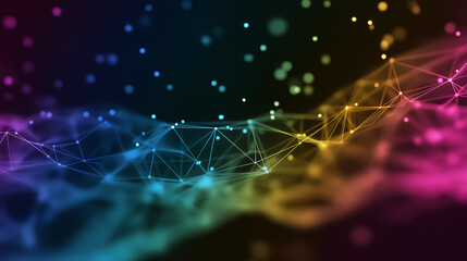 Abstract polygonal rainbow mesh background with vibrant geometric shapes, colorful gradients, and modern digital design for creative visual projects.