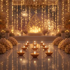 Beautiful Indian Festival Scene with Diyas and Sparkling Illumination