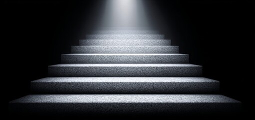 A dark staircase gives way to a bright open door, symbolizing hope and escape from suicidal thoughts through a dramatic interplay of light and shadow