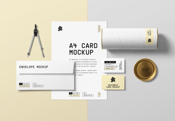 View From Above Stationery PSD Mockup
