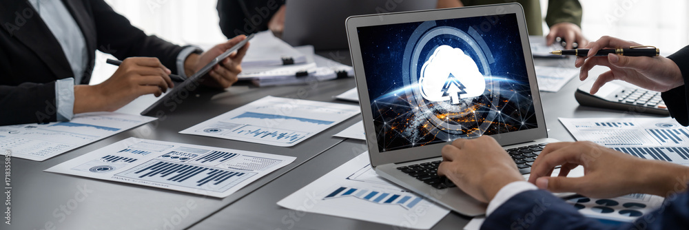 Poster cloud computing software for brisk remote work and personal data storage