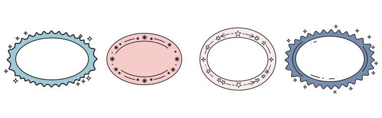 Collection of ornate oval frames with decorative borders and subtle embellishments, perfect for graphic design elements and creative projects