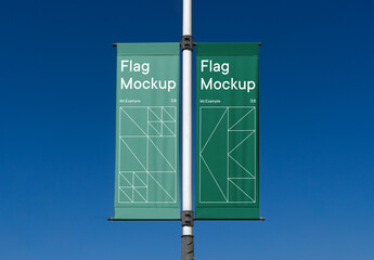 Two Small Vertical Flag Mockups