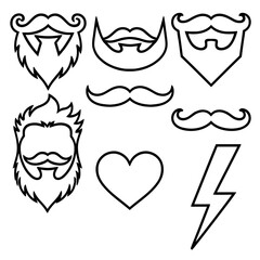 Vector art of collection of beard and mustache designs, showcasing various styles and shapes for creative projects